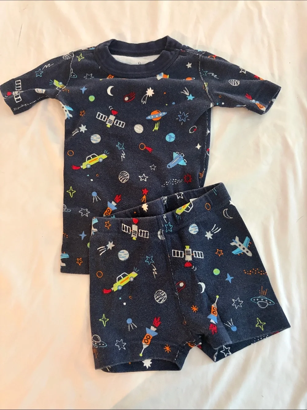 Toddler Navy Space-Print Pajama Set